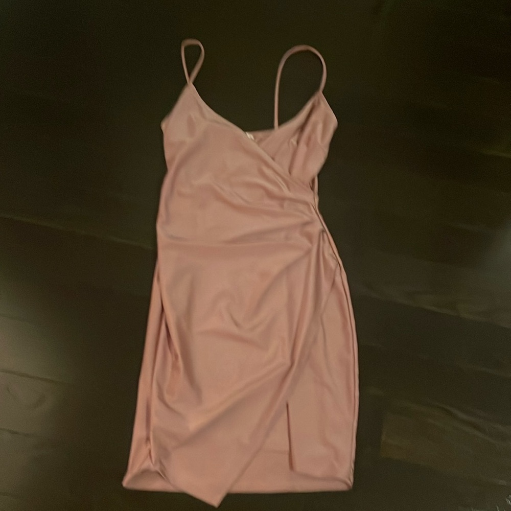 Sexy rose colour mini slit dress from honey